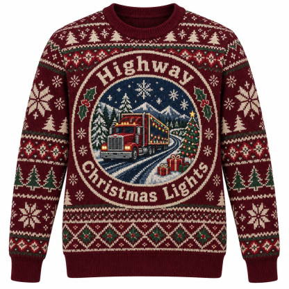 [popular-sweater:PX-20-20:front] Highway Christmas Lights Ugly Christmas Sweatshirt - Front view