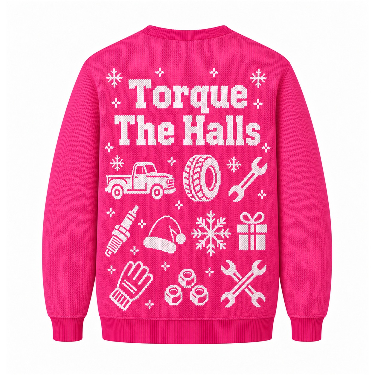 [popular-sweater:PX-20-22:back] Torque The Halls Ugly Christmas Sweatshirt - Back view
