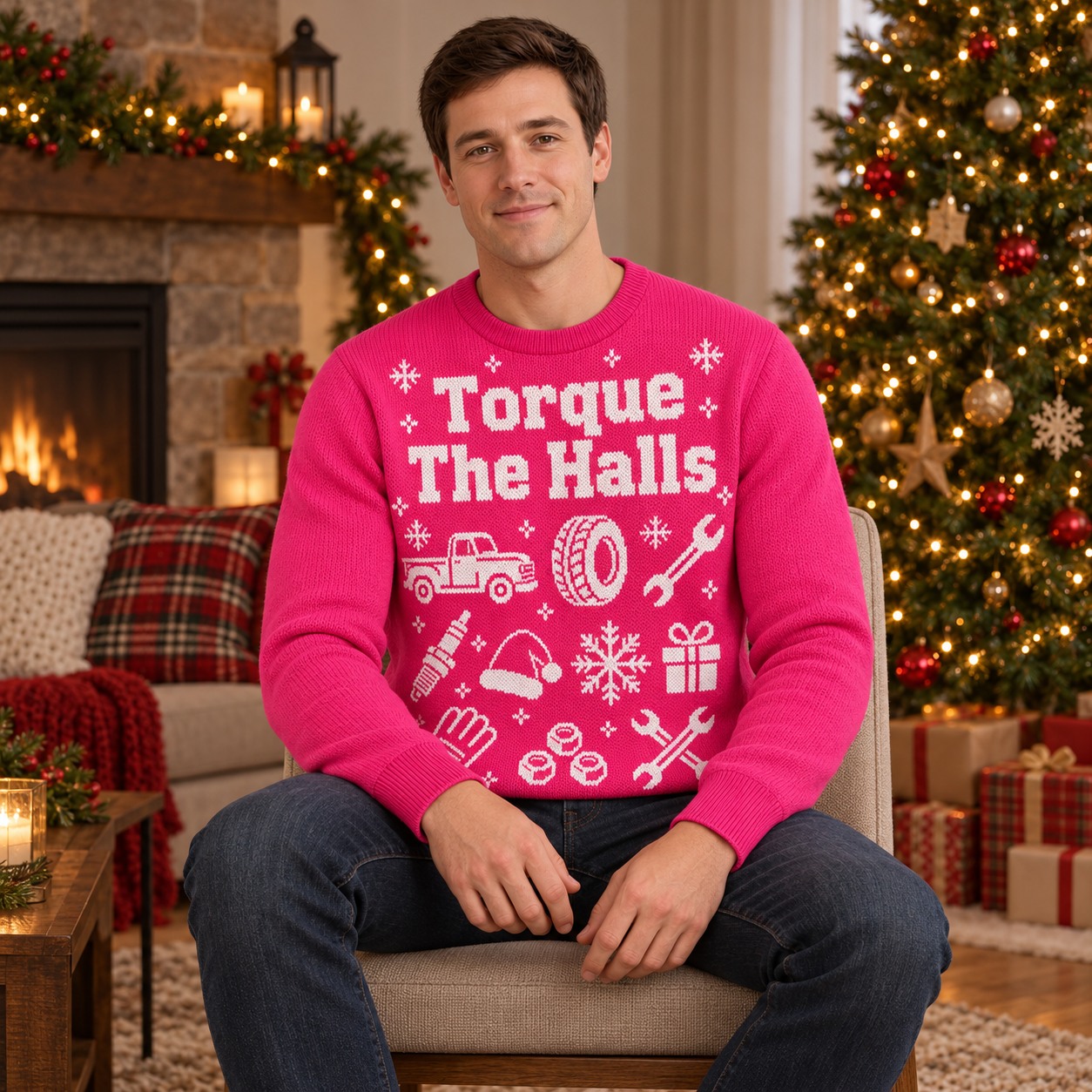 [popular-sweater:PX-20-22:male] Torque The Halls Ugly Christmas Sweatshirt - Male view