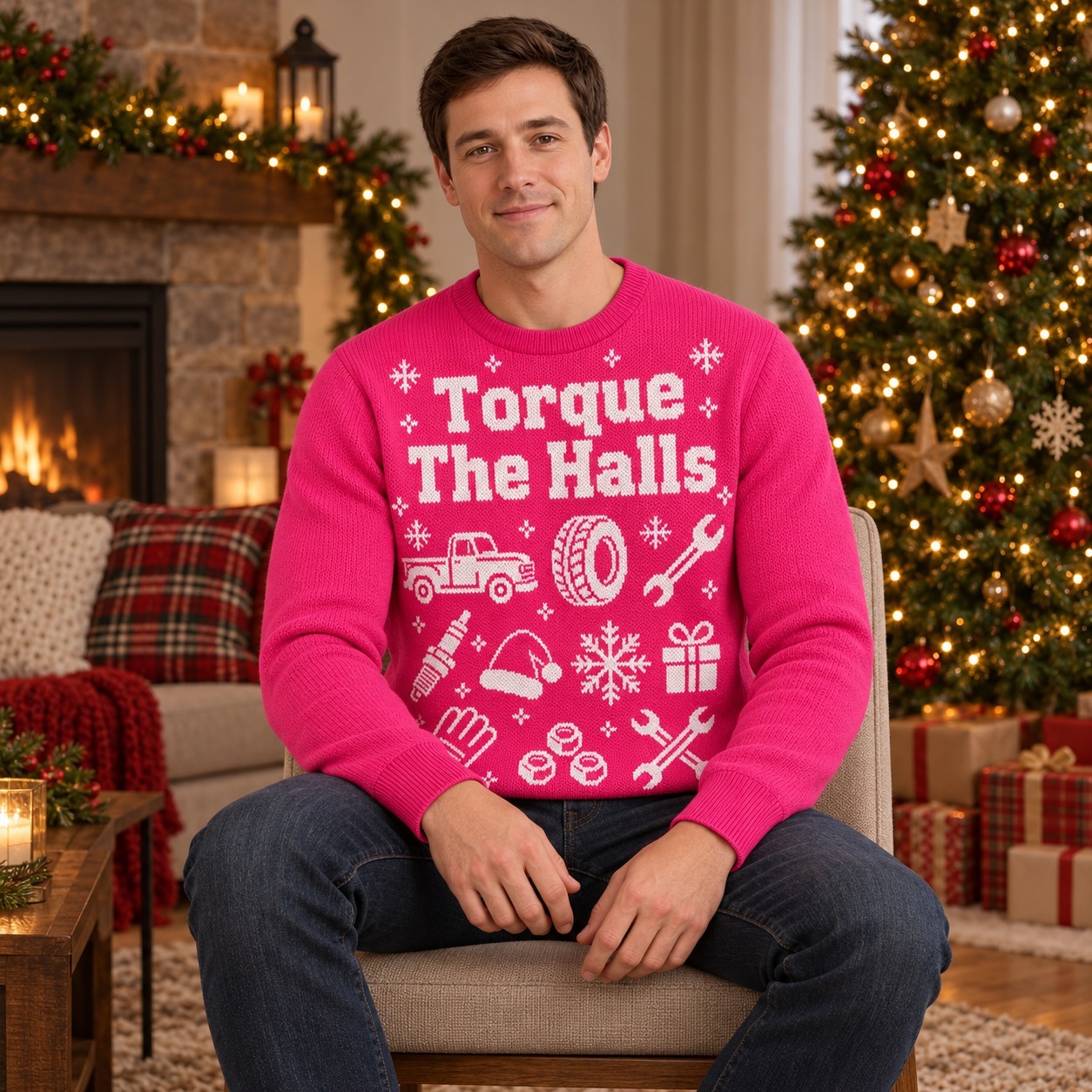 [popular-sweater:PX-20-22:male] Torque The Halls Ugly Christmas Sweatshirt - Male view