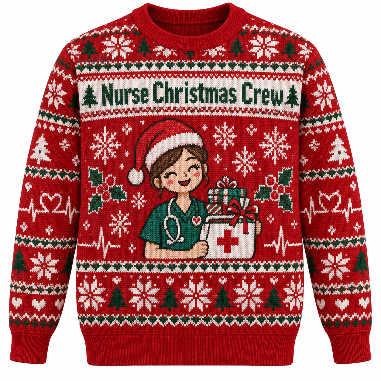 [popular-sweater:PX-21-01:front] Nurse Christmas Crew Ugly Christmas Sweatshirt - Front view