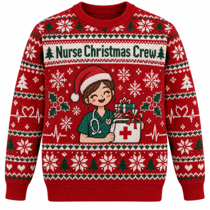 [popular-sweater:PX-21-01:front] Nurse Christmas Crew Ugly Christmas Sweatshirt - Front view