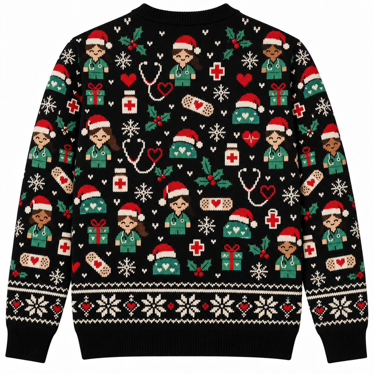 [popular-sweater:PX-21-02:back] Merry Scrubmas Ugly Christmas Sweatshirt - Back view