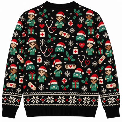 [popular-sweater:PX-21-02:back] Merry Scrubmas Ugly Christmas Sweatshirt - Back view