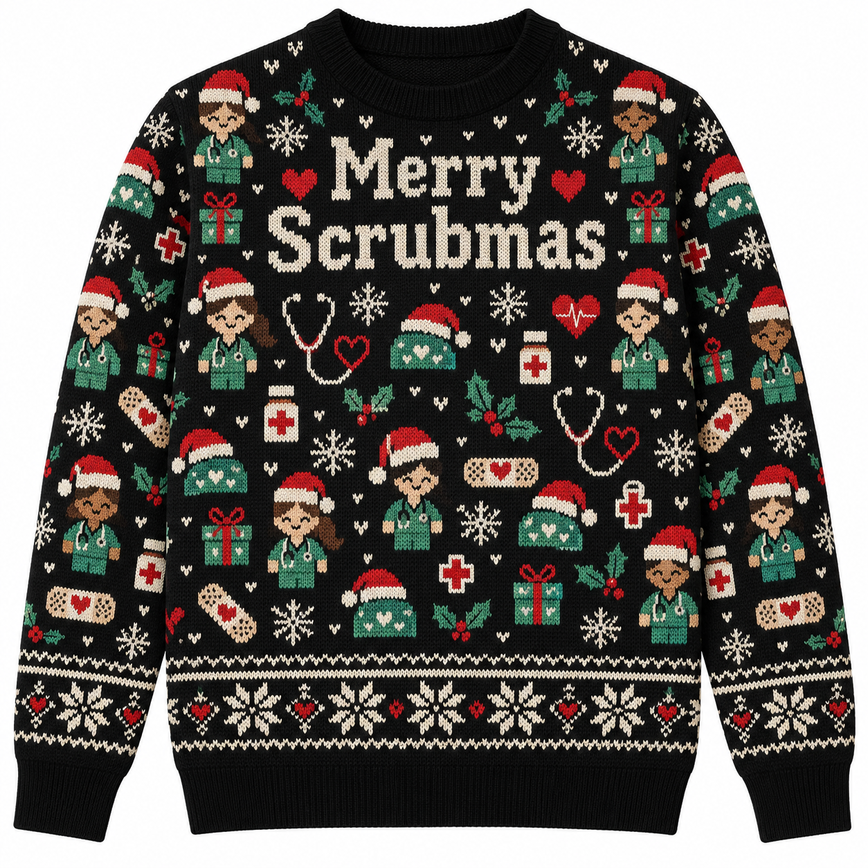 [popular-sweater:PX-21-02:front] Merry Scrubmas Ugly Christmas Sweatshirt - Front view