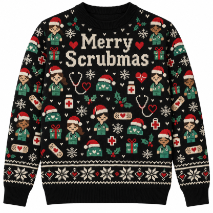 [popular-sweater:PX-21-02:front] Merry Scrubmas Ugly Christmas Sweatshirt - Front view