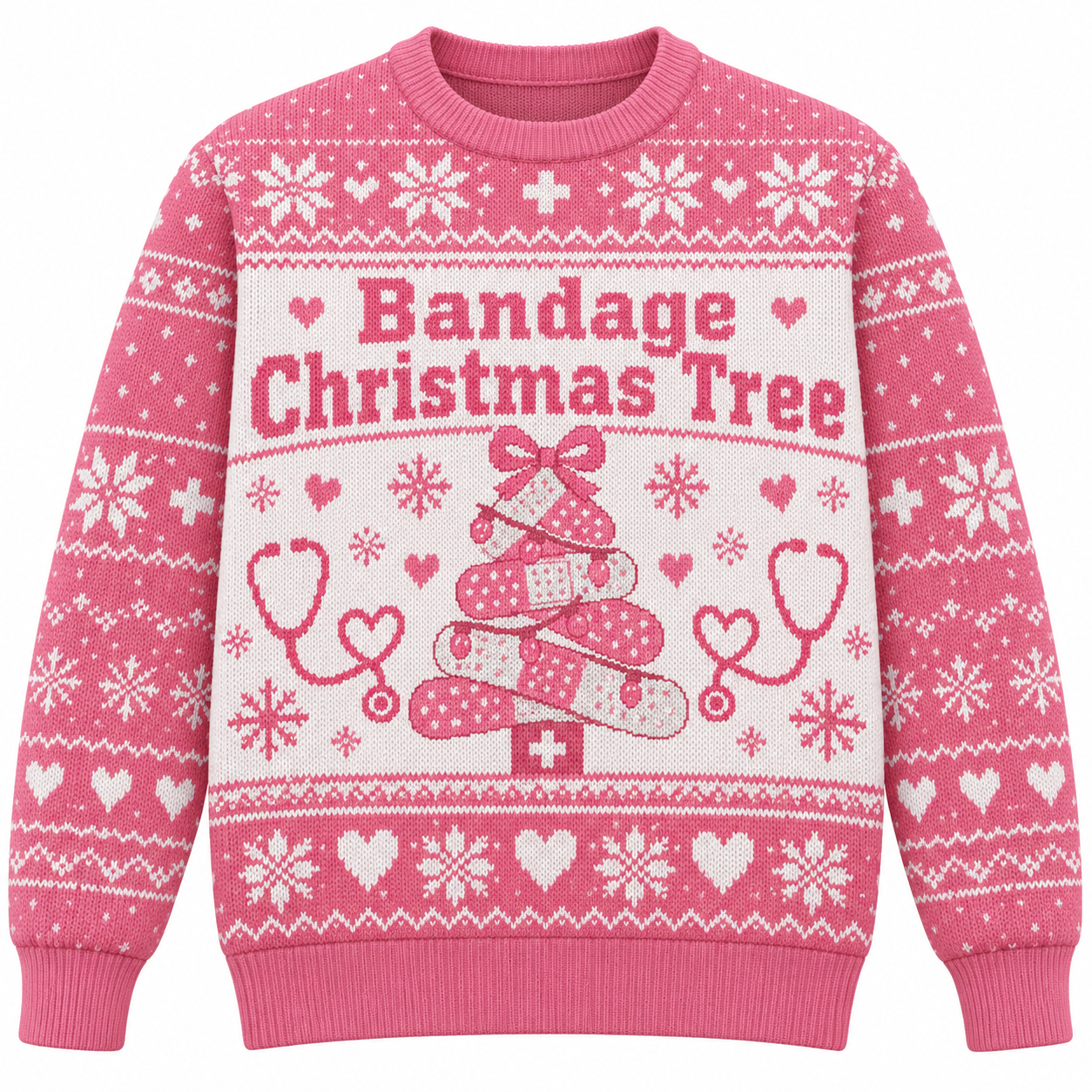 [popular-sweater:PX-21-06:front] Bandage Christmas Tree Ugly Christmas Sweatshirt - Front view