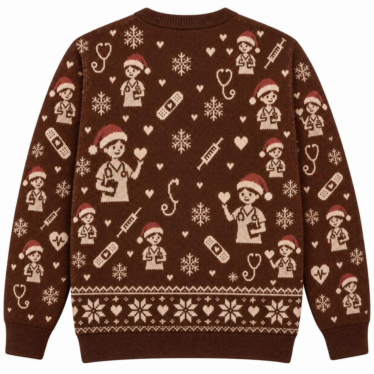 [popular-sweater:PX-21-07:back] Heartbeat Christmas Tree Ugly Christmas Sweatshirt - Back view
