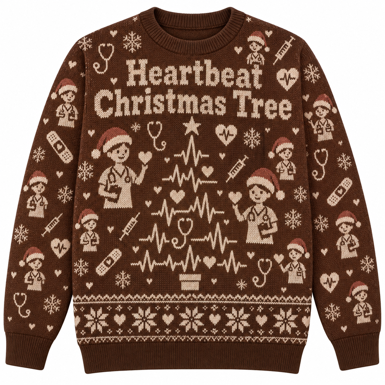 [popular-sweater:PX-21-07:front] Heartbeat Christmas Tree Ugly Christmas Sweatshirt - Front view