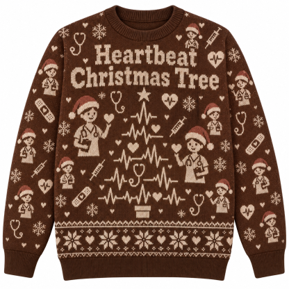 [popular-sweater:PX-21-07:front] Heartbeat Christmas Tree Ugly Christmas Sweatshirt - Front view
