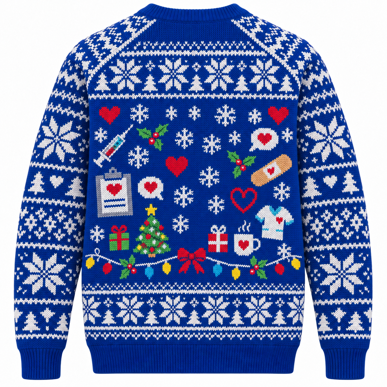 [popular-sweater:PX-21-08:back] Nursing Is A Work Of Heart Christmas Ugly Christmas Sweatshirt - Back view