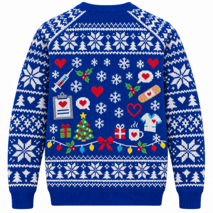 [popular-sweater:PX-21-08:back] Nursing Is A Work Of Heart Christmas Ugly Christmas Sweatshirt - Back view