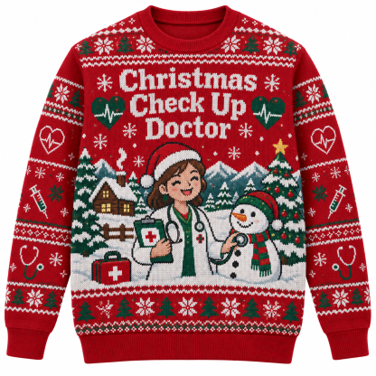 [popular-sweater:PX-21-09:front] Christmas Check Up Doctor Ugly Christmas Sweatshirt - Front view
