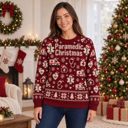 [popular-sweater:PX-21-12:female] Paramedic Christmas Ugly Christmas Sweatshirt - Female view