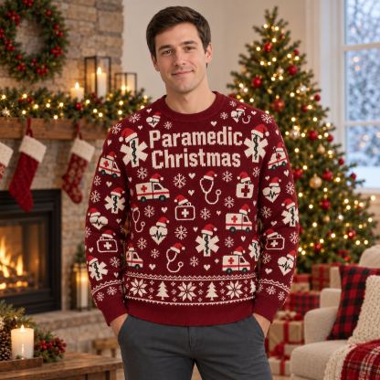 [popular-sweater:PX-21-12:male] Paramedic Christmas Ugly Christmas Sweatshirt - Male view