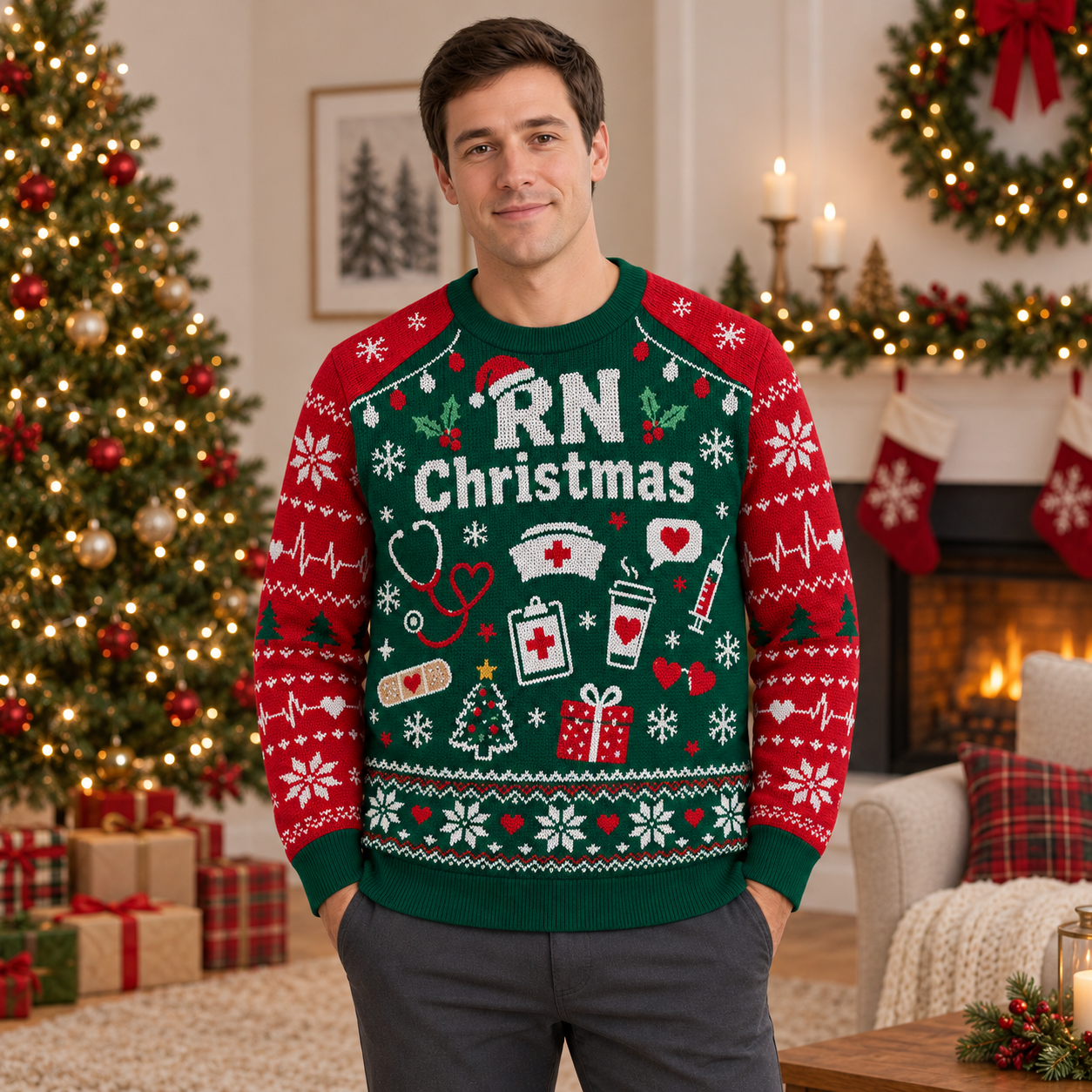 [popular-sweater:PX-21-13:male] RN Christmas Ugly Christmas Sweatshirt - Male view