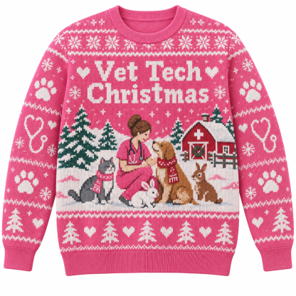 [popular-sweater:PX-21-14:front] Vet Tech Christmas Ugly Christmas Sweatshirt - Front view