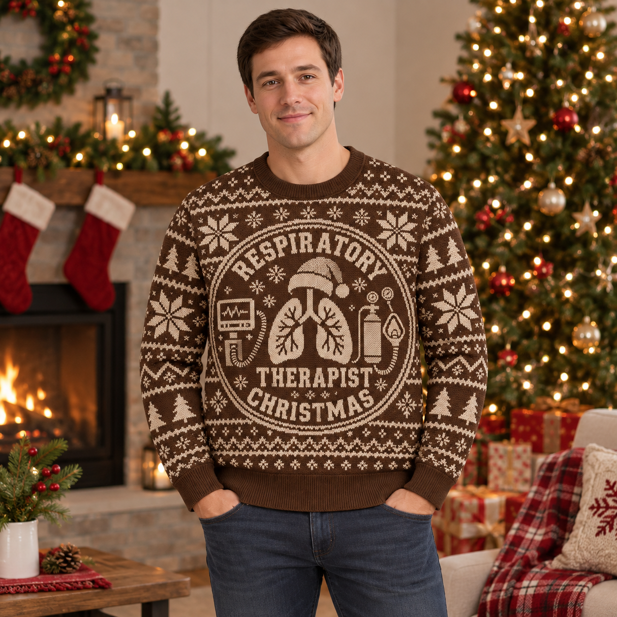 [popular-sweater:PX-21-15:male] Respiratory Therapist Christmas Ugly Christmas Sweatshirt - Male view