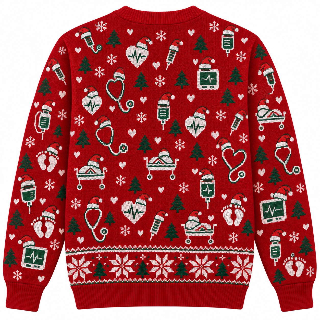[popular-sweater:PX-21-17:back] Labor And Delivery Christmas Ugly Christmas Sweatshirt - Back view