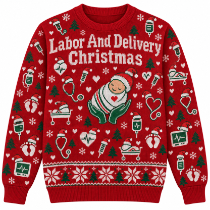 [popular-sweater:PX-21-17:front] Labor And Delivery Christmas Ugly Christmas Sweatshirt - Front view