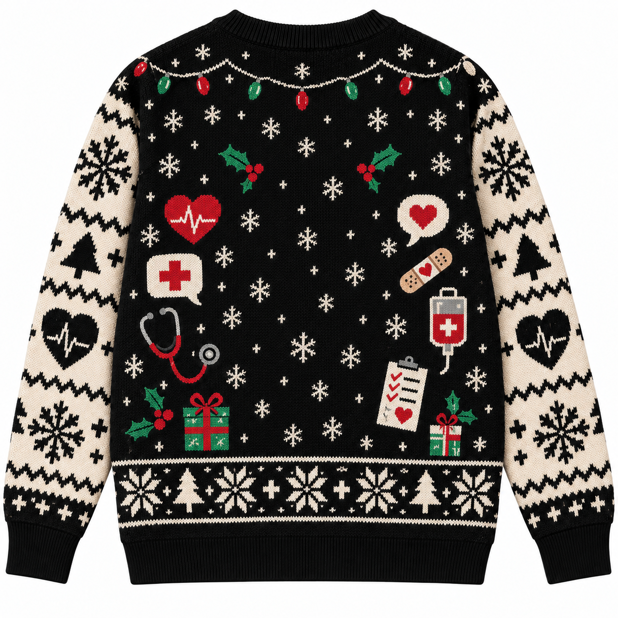[popular-sweater:PX-21-18:back] Medical Elf Ugly Christmas Sweatshirt - Back view