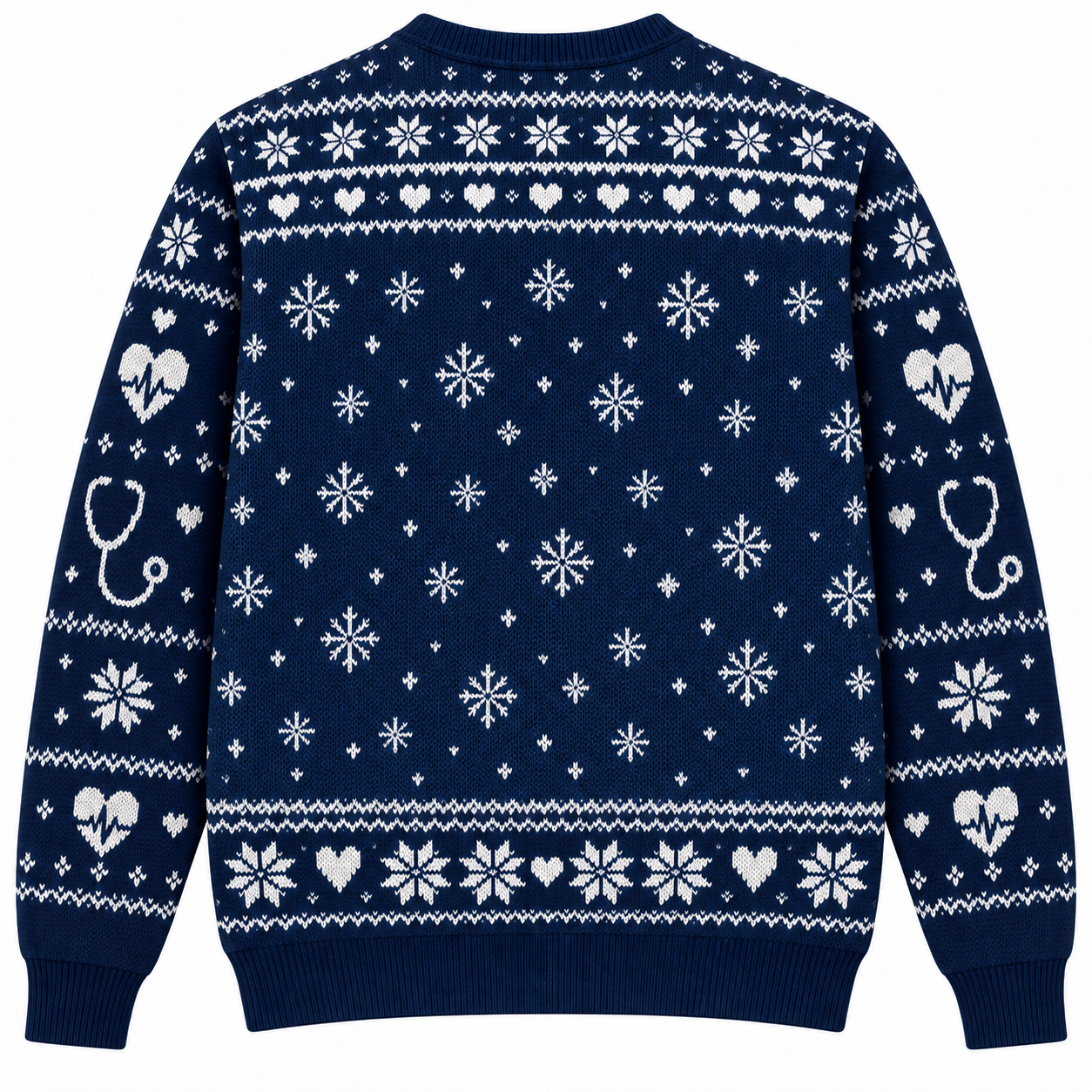 [popular-sweater:PX-21-19:back] Scrubs And Snowflakes Ugly Christmas Sweatshirt - Back view