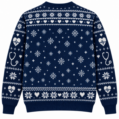 [popular-sweater:PX-21-19:back] Scrubs And Snowflakes Ugly Christmas Sweatshirt - Back view