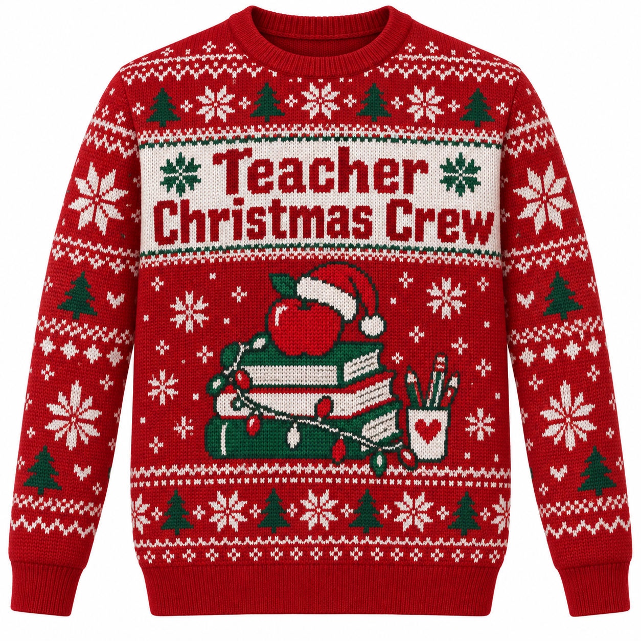 [popular-sweater:PX-22-01:front] Teacher Christmas Crew Ugly Christmas Sweatshirt - Front view