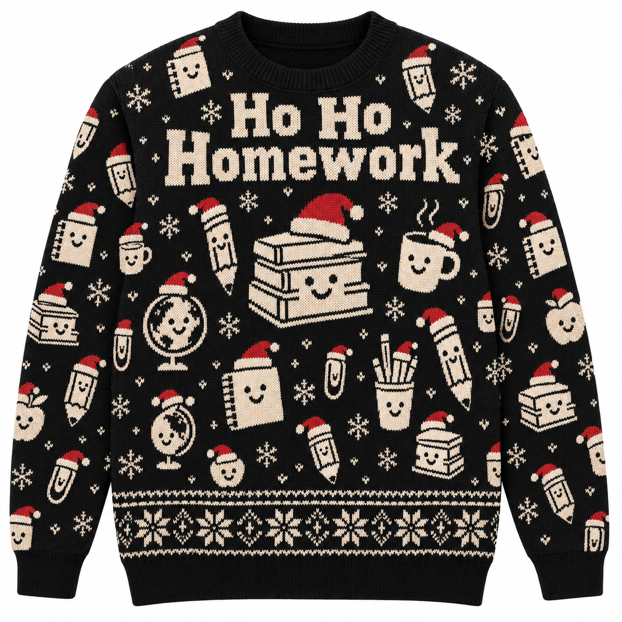 [popular-sweater:PX-22-02:front] Ho Ho Homework Ugly Christmas Sweatshirt - Front view