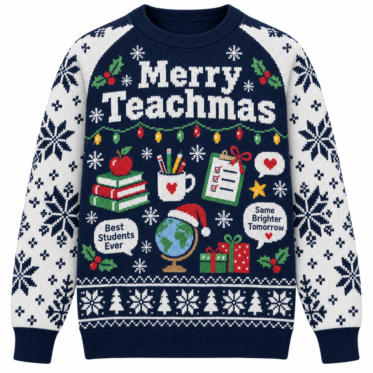 [popular-sweater:PX-22-03:front] Merry Teachmas Ugly Christmas Sweatshirt - Front view