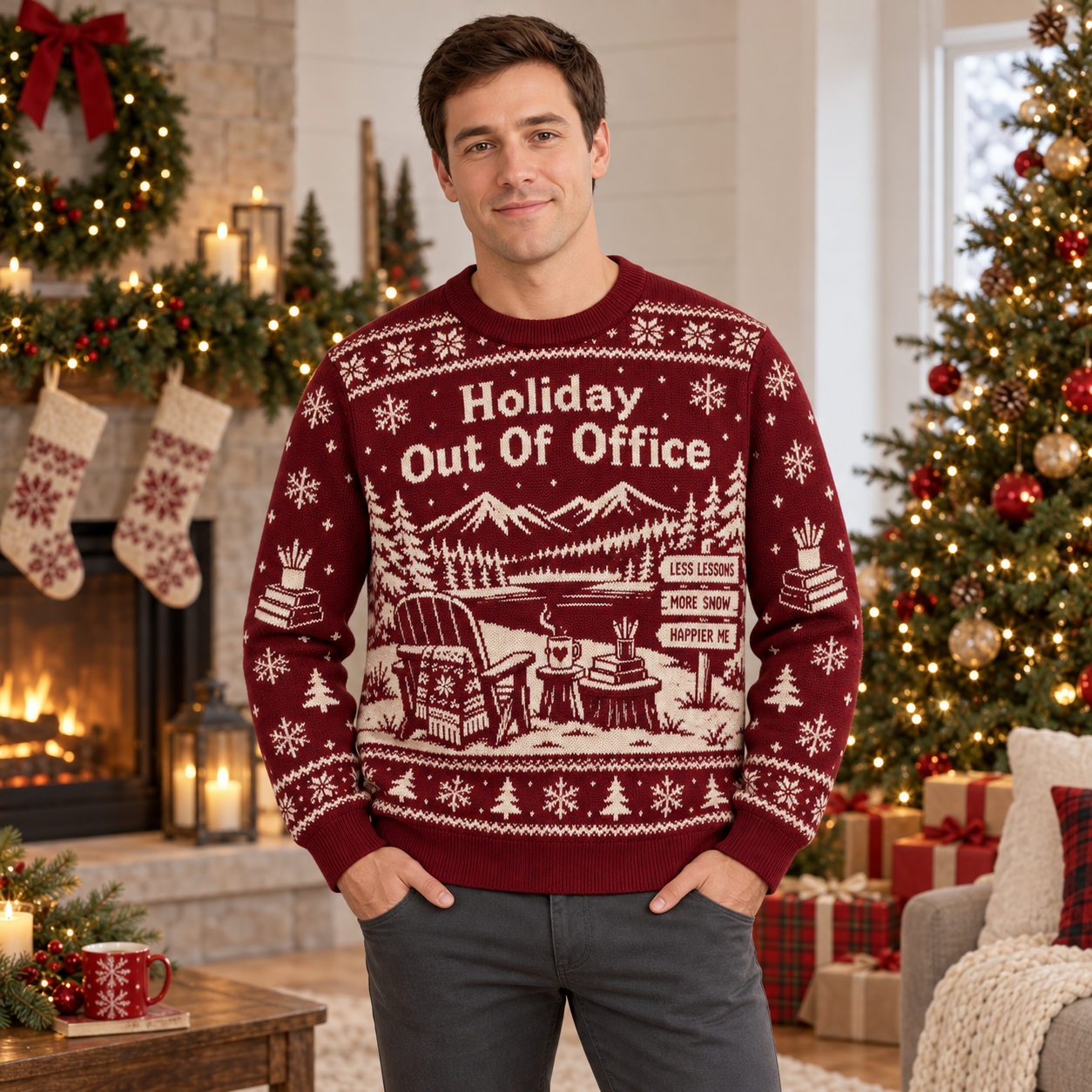 [popular-sweater:PX-22-04:male] Holiday Out Of Office Ugly Christmas Sweatshirt - Male view