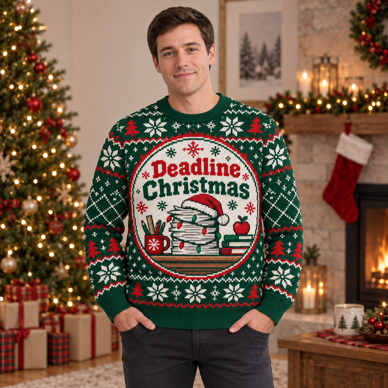 [popular-sweater:PX-22-05:male] Deadline Christmas Ugly Christmas Sweatshirt - Male view