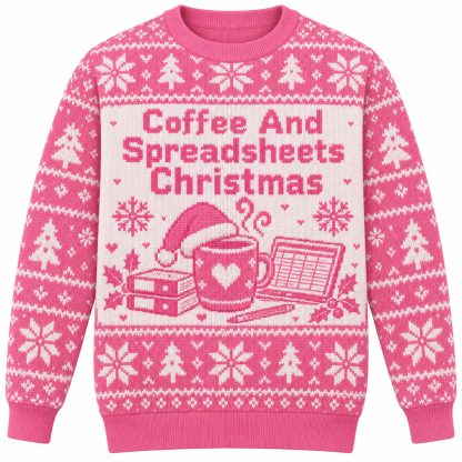 [popular-sweater:PX-22-06:front] Coffee And Spreadsheets Christmas Ugly Christmas Sweatshirt - Front view