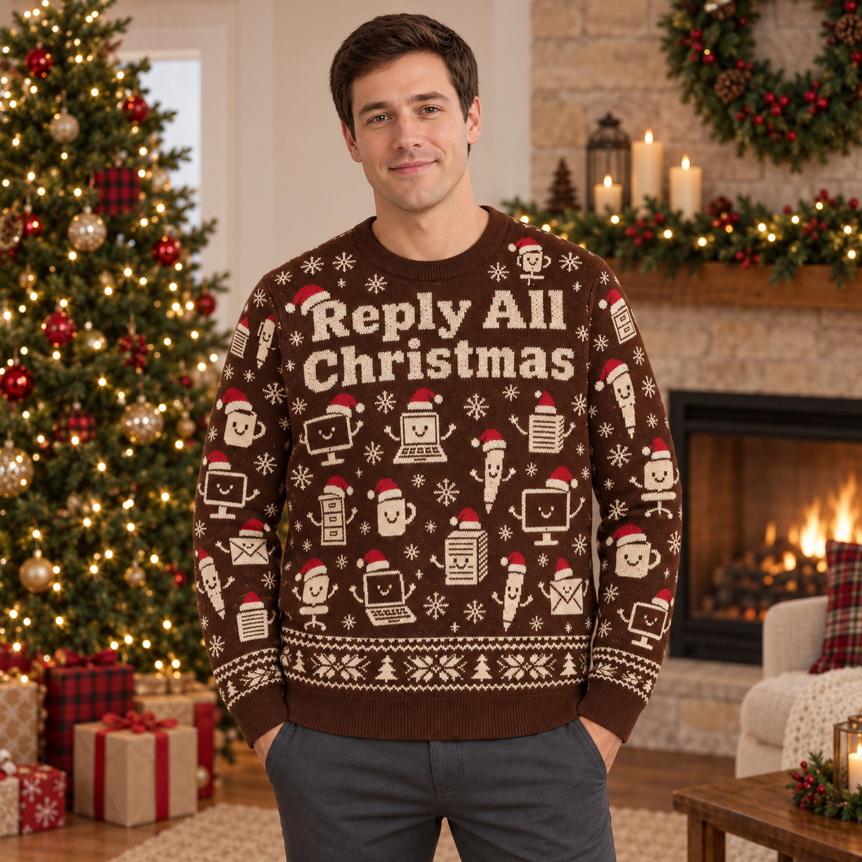 [popular-sweater:PX-22-07:male] Reply All Christmas Ugly Christmas Sweatshirt - Male view