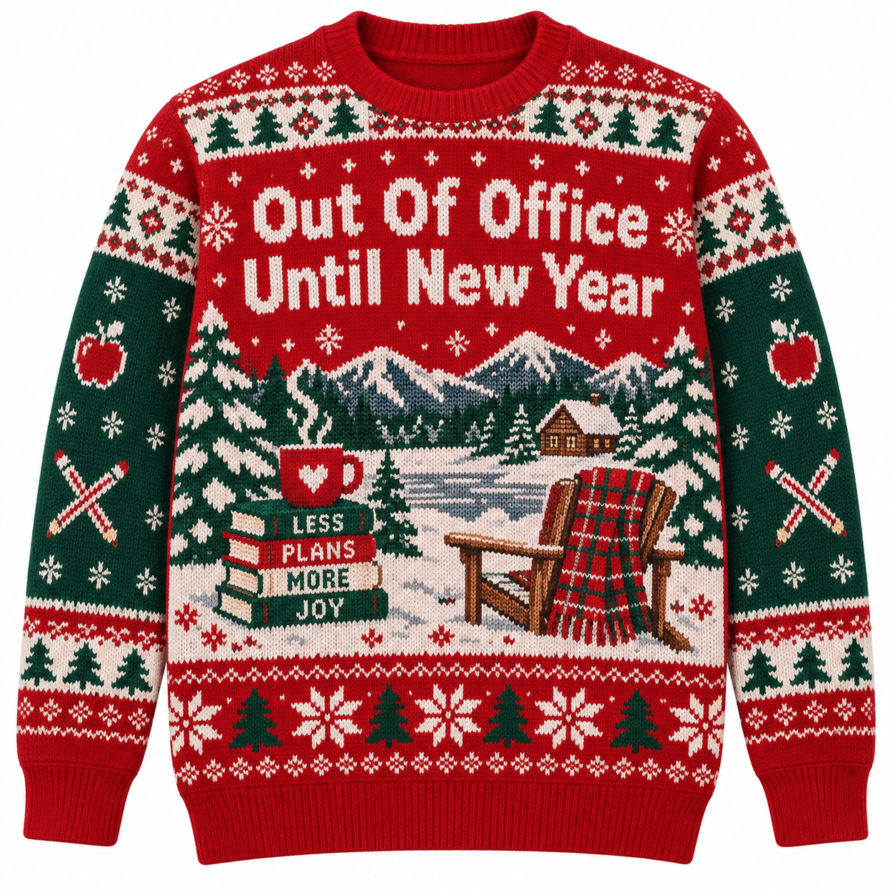 [popular-sweater:PX-22-09:front] Out Of Office Until New Year Ugly Christmas Sweatshirt - Front view