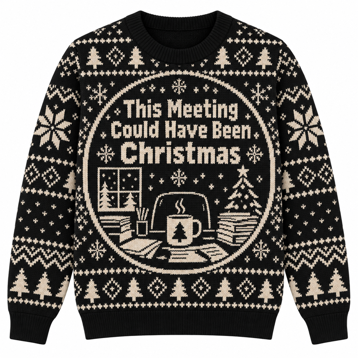 [popular-sweater:PX-22-10:front] This Meeting Could Have Been Christmas Ugly Christmas Sweatshirt - Front view