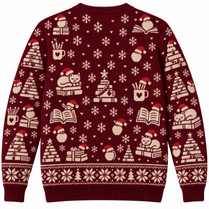[popular-sweater:PX-22-12:back] Book Tree Christmas Librarian Ugly Christmas Sweatshirt - Back view