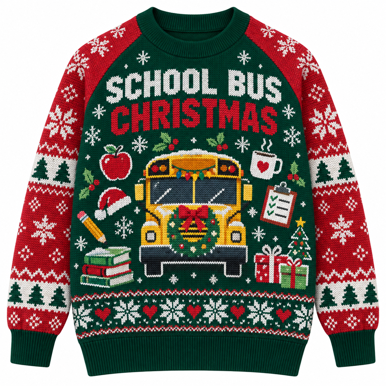 [popular-sweater:PX-22-13:front] School Bus Christmas Ugly Christmas Sweatshirt - Front view