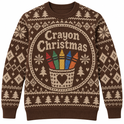 [popular-sweater:PX-22-15:front] Crayon Christmas Ugly Christmas Sweatshirt - Front view