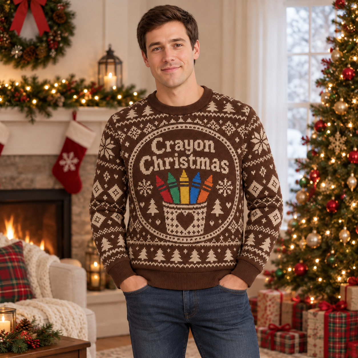 [popular-sweater:PX-22-15:male] Crayon Christmas Ugly Christmas Sweatshirt - Male view