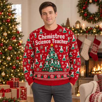[popular-sweater:PX-22-17:male] Chemistree Science Teacher Ugly Christmas Sweatshirt - Male view