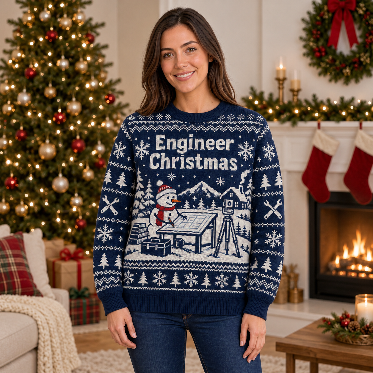 [popular-sweater:PX-22-19:female] Engineer Christmas Ugly Christmas Sweatshirt - Female view
