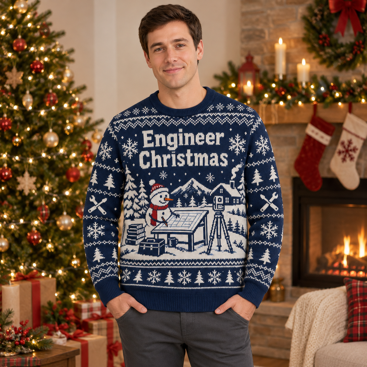 [popular-sweater:PX-22-19:male] Engineer Christmas Ugly Christmas Sweatshirt - Male view
