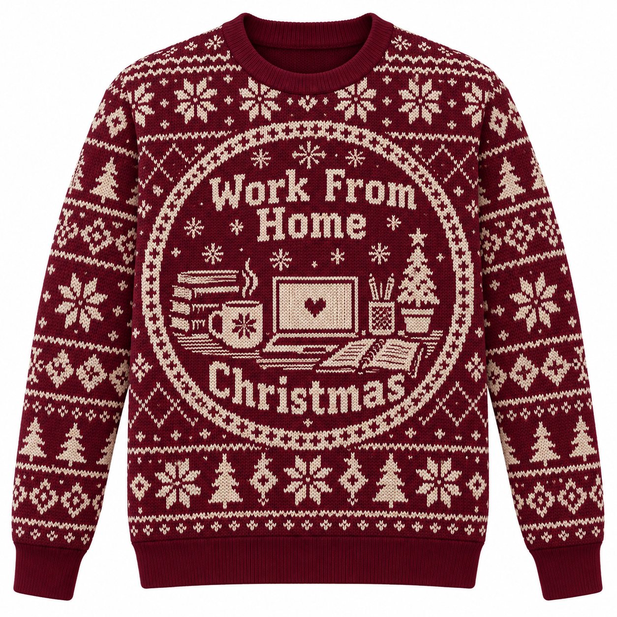 [popular-sweater:PX-22-20:front] Work From Home Christmas Ugly Christmas Sweatshirt - Front view