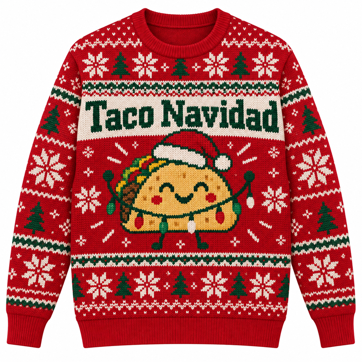 [popular-sweater:PX-23-01:front] Taco Navidad Ugly Christmas Sweatshirt - Front view