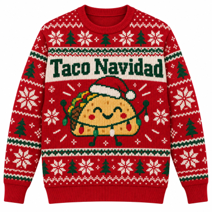 [popular-sweater:PX-23-01:front] Taco Navidad Ugly Christmas Sweatshirt - Front view