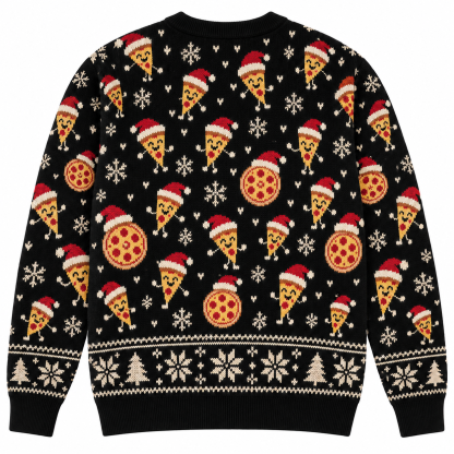 [popular-sweater:PX-23-02:back] Merry Pizzamas Ugly Christmas Sweatshirt - Back view