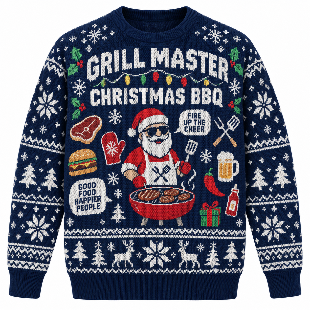 [popular-sweater:PX-23-03:front] Grill Master Christmas BBQ Ugly Christmas Sweatshirt - Front view