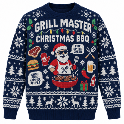 [popular-sweater:PX-23-03:front] Grill Master Christmas BBQ Ugly Christmas Sweatshirt - Front view