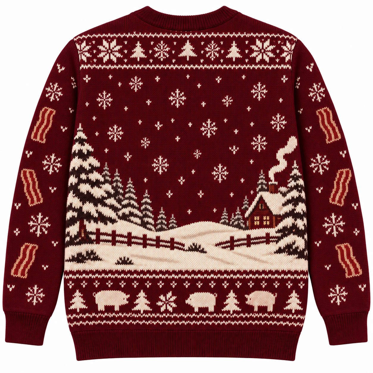 [popular-sweater:PX-23-04:back] Bacon Me Merry Ugly Christmas Sweatshirt - Back view